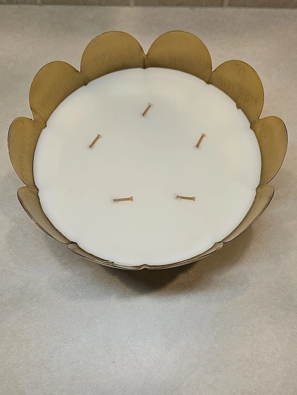 5 Wick 22oz. Scalloped Brass Footed Decor Candle Fireside Spruce Hearth & Hand